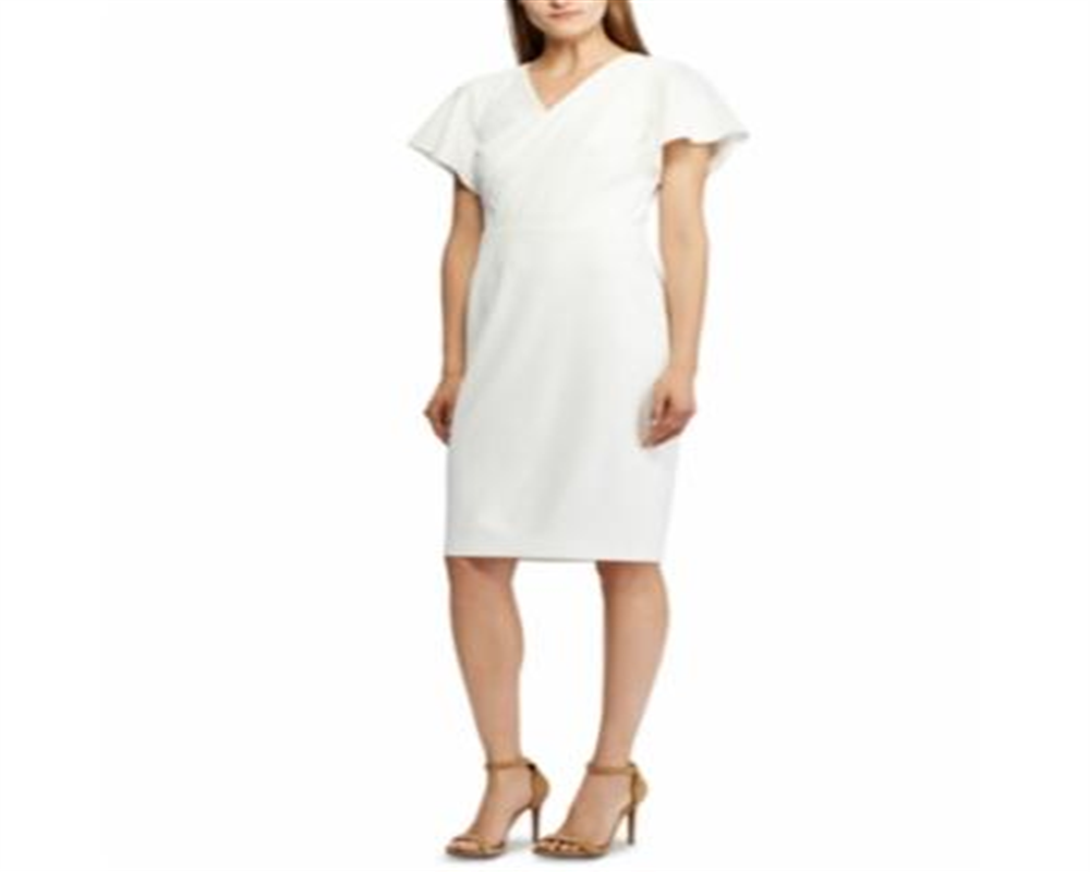 Ralph Lauren Women's Crepe Short Sleeve Dress White Size 0