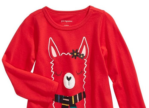 First Impressions Toddler Girl's Llama Print Cotton T-Shirt Red Size 4T