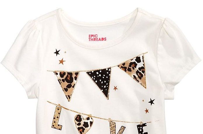Epic Threads Toddler Girl's Love Flags T-Shirt White Size 2T