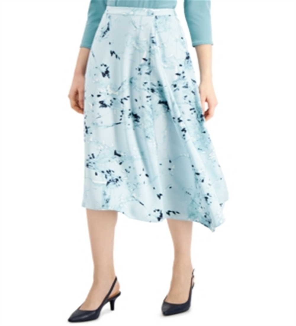 Alfani Women's Printed Asymmetric A Line Skirt Green Size 6