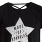 Ideology Girl's Graphic Print Cross Back T-Shirt Various Black Size 2T