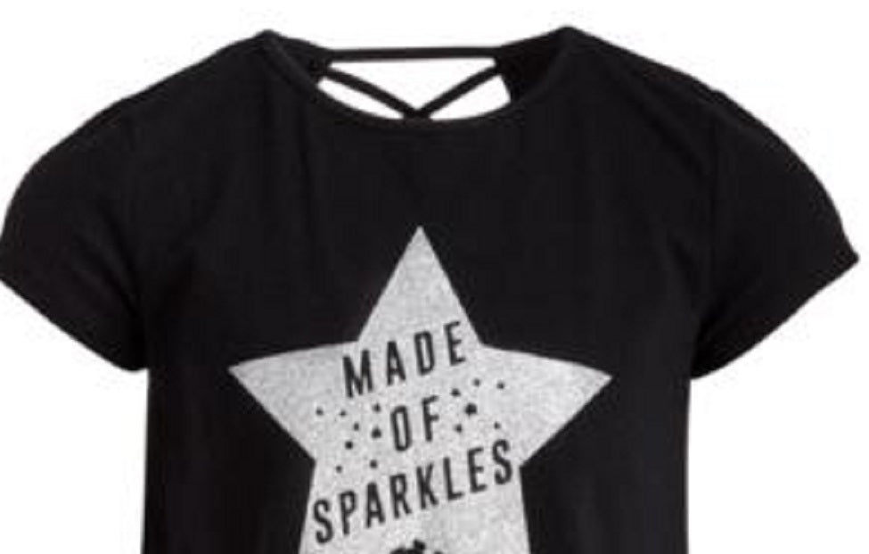 Ideology Girl's Graphic Print Cross Back T-Shirt Various Black Size 2T