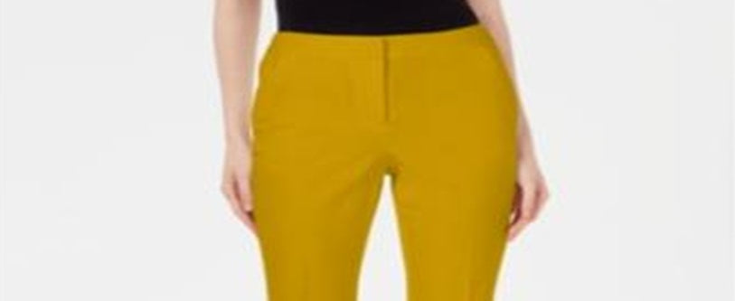 Alfani Women's Invisible Zip Capri Pants Yellow Size 8