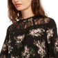 American Rag Junior's Lace Trimmed Smocked Waist Blouse Black Size XX-Small