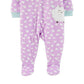 Carter's Girls' Footies PRINT Sheep Heart Microfleece Footie Infant Purple Size 2T