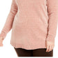 Karen Scott Women's Chenille Split Neck Pullover Pink Size 1X