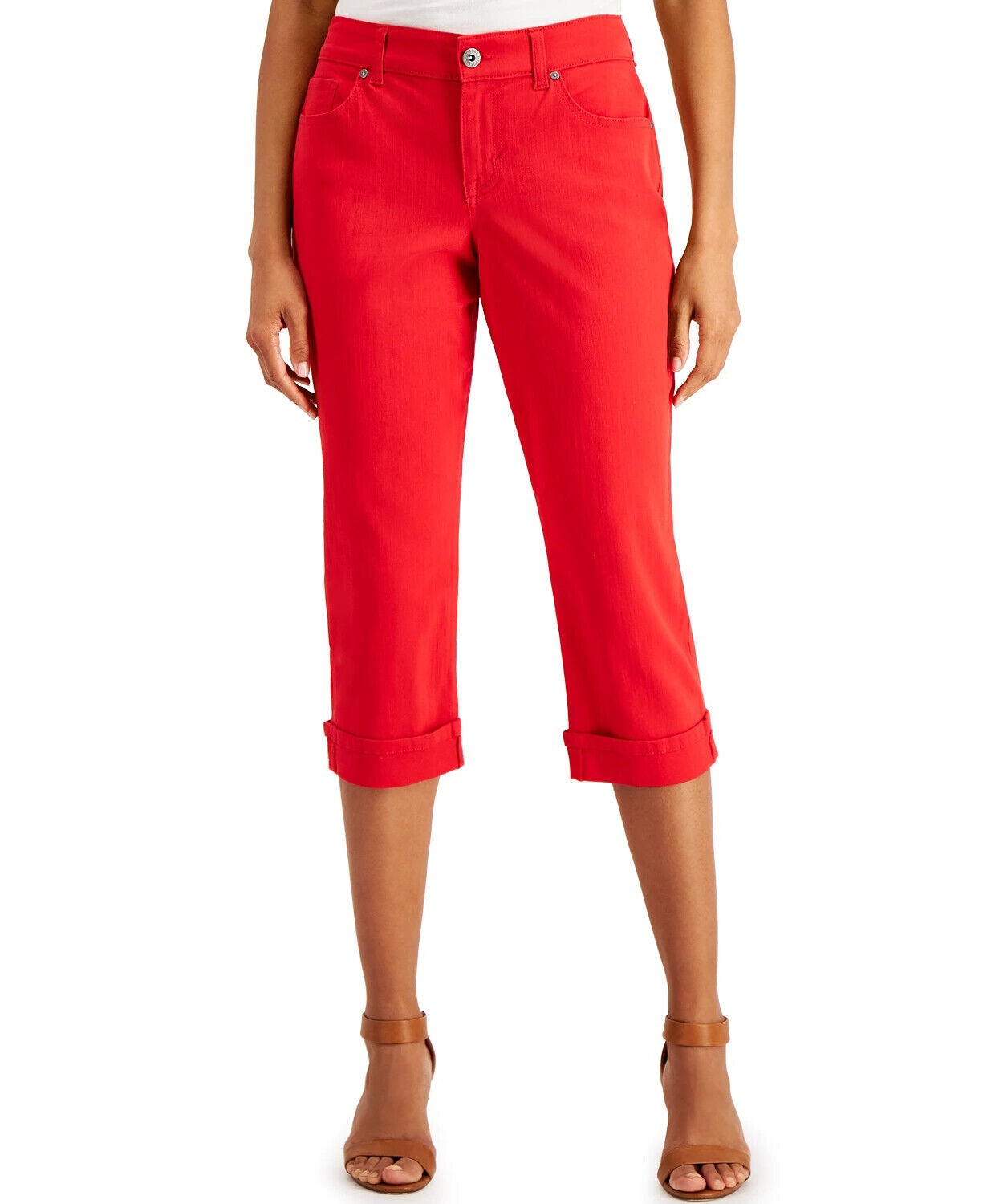 Style & Co Women's Curvy Capri Red Size 8