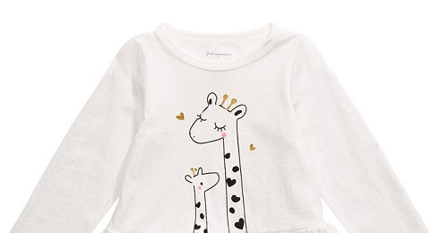 First Impressions Baby Girl's Cotton Giraffe Peplum Top White Size 24MOS