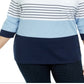 Karen Scott Women's Scoop Neck Colorblocked Top Blue Size 1X