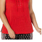 INC International Concepts Women's Lace up Sleeveless Scoop Neck Top Red Size Petite Medium