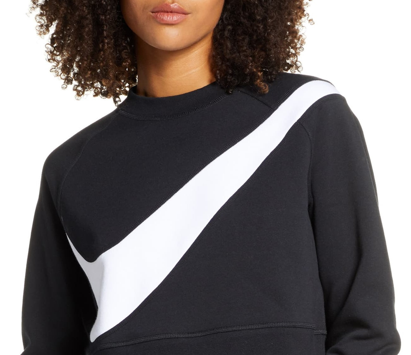 Nike Women's Sportswear Swoosh Crew Top Black Size X-Small