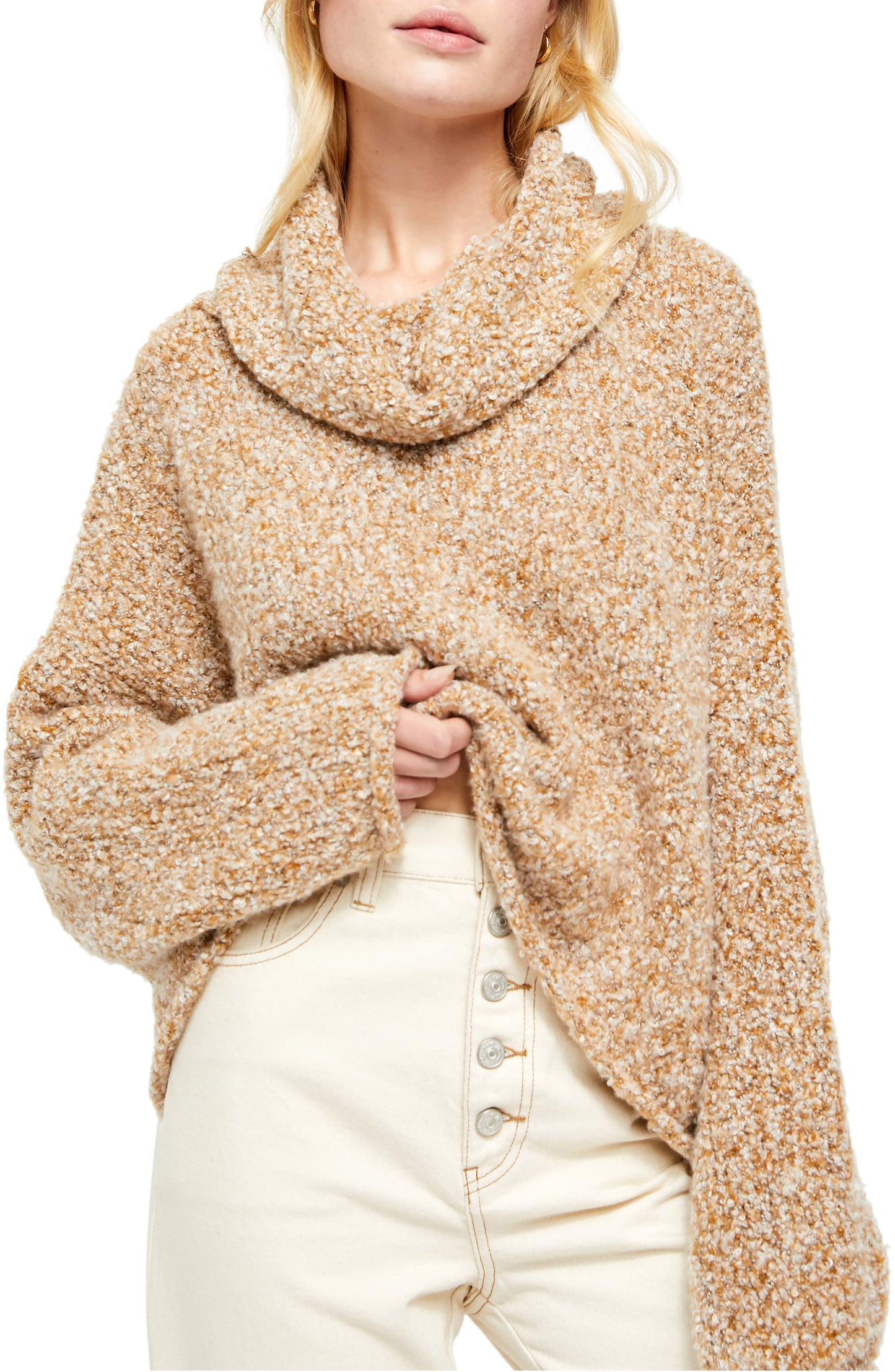 Free People Women's BFF Knit Hi Low Pullover Sweater Brown Size X-Large