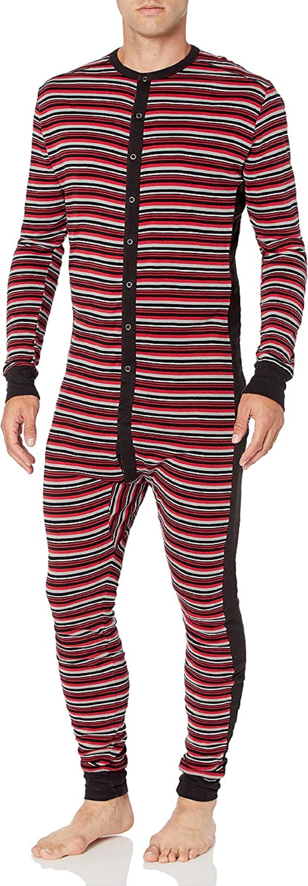 2(X)Ist Men's Cotton Jumpsuit Pajamas Red Size Medium