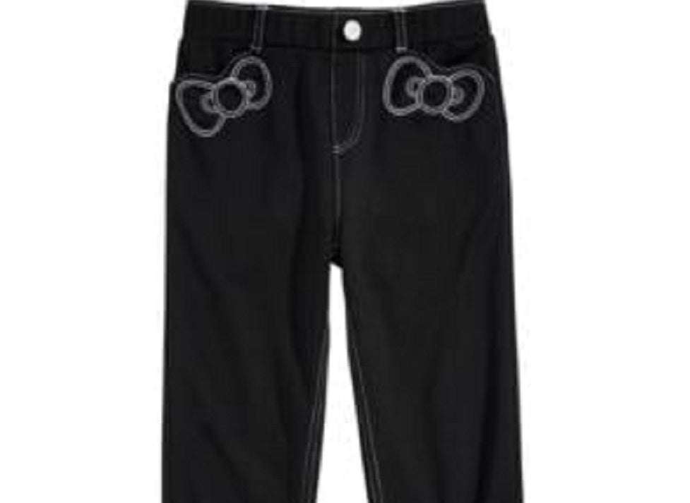 Hello Kitty Toddler Girl's Ponte Knit Bow Leggings Black Size 2T