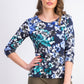 Karen Scott Women's Printed 3/4 Sleeve Top Black Size Small