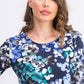 Karen Scott Women's Printed 3/4 Sleeve Top Black Size Small