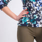 Karen Scott Women's Printed 3/4 Sleeve Top Black Size Small