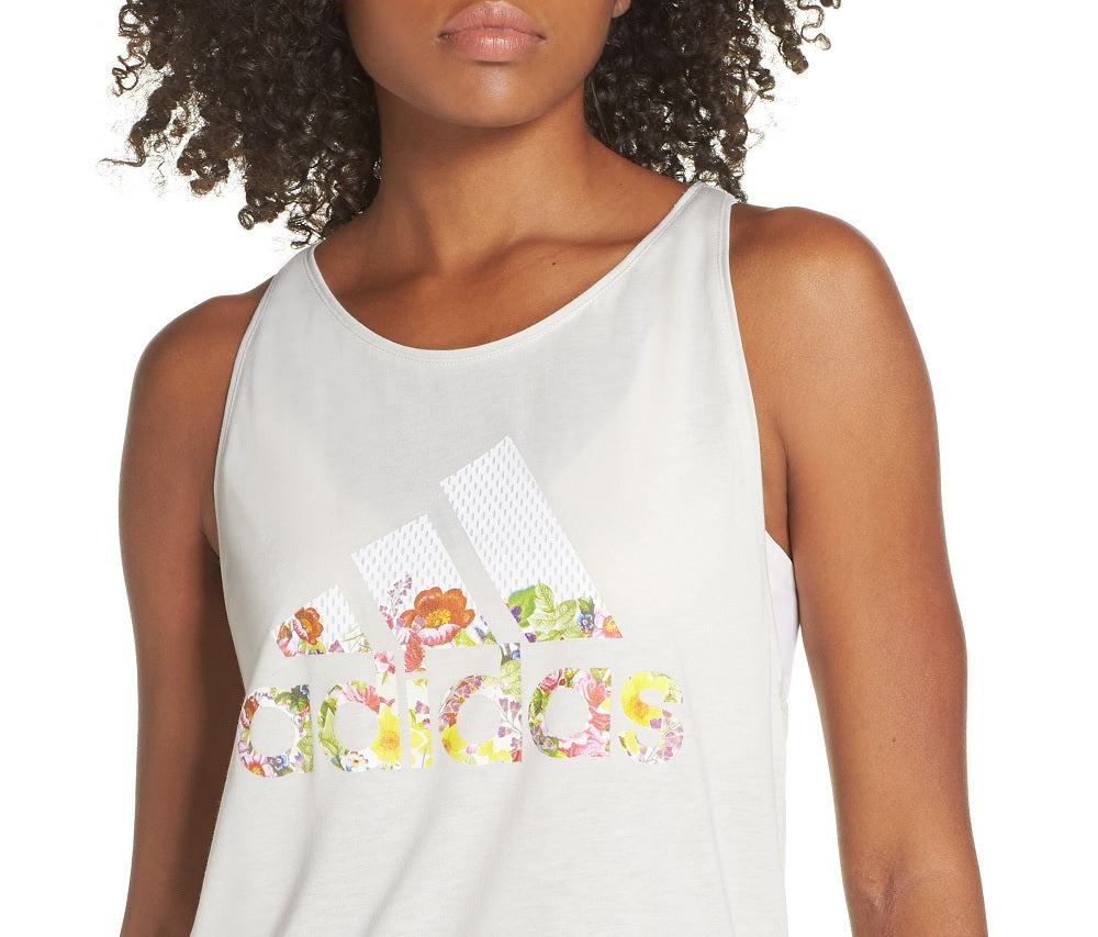Adidas Women's Floral Essential Tank Top White Size XX-Small