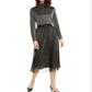 Alfani Women's Swiss Dot Metallic MIDI Skirt Gray Size Petite Small