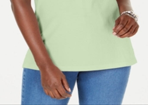 Karen Scott Women's Cotton Pique Polo Top Green Size Medium