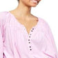 Free People Women's Prarie Henley Top Pink Size L