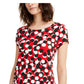 Alfani Women's Printed Round Hem T-Shirt Red Size Petite Medium