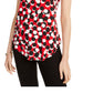 Alfani Women's Printed Round Hem T-Shirt Red Size Petite Medium