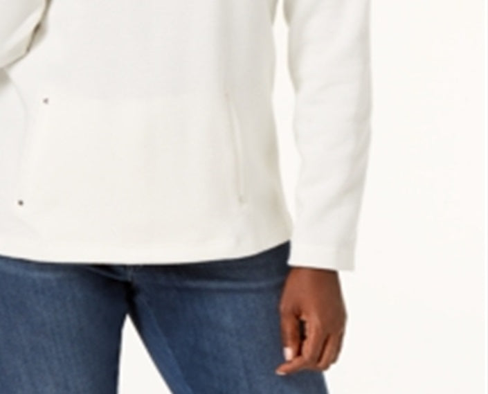 Karen Scott Women's Zip Neck Top White Size Petite Small