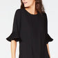 Alfani Women's Pleated Trim Flounce Dress Black Size 10Petite