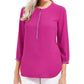 JM Collection Women's Pleated Back Blouse Pink Size XS