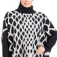 Joseph A Women's Plus Abstract Turtleneck Poncho Gray Size 2X
