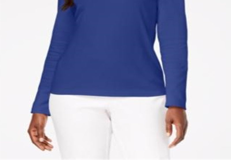 Karen Scott Women's Cotton Scoop Neck Top Blue Size Medium