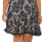 Robbie Bee Women's Plus Floral Crochet Trim with Short Sleeve a Line Dress Gray Size 2X