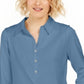 Charter Club Women's Supima Cotton 3/4 Sleeve Polo Shirt Blue Size X-Large