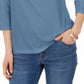 Charter Club Women's Supima Cotton 3/4 Sleeve Polo Shirt Blue Size X-Large