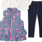 Kids Headquarters Little Girl's 3 Pc Houndstooth Vest T-Shirt & Denim Leggings Set Blue Size 6