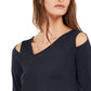 Alfani Women's Asymmetrical Cut Out Top Navy- Size Petite M