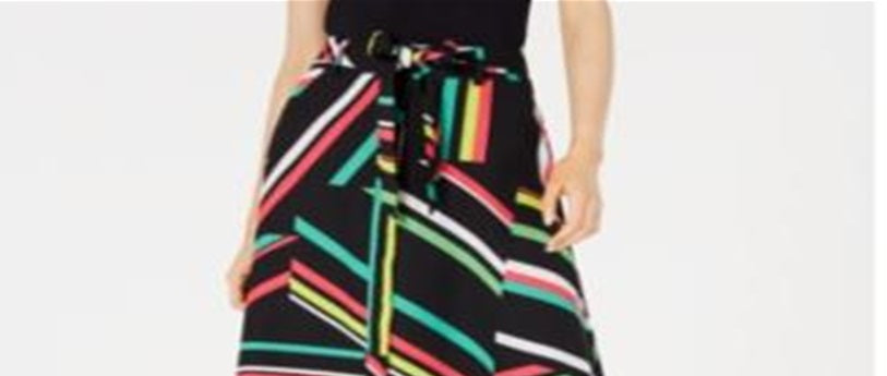 Bar III Women's Printed Skirt Black Size 4