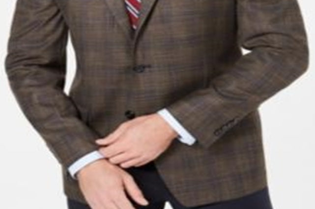 Ralph Lauren Men's Classic Fit Stretch Plaid Sport Coat Brown Size 40-R