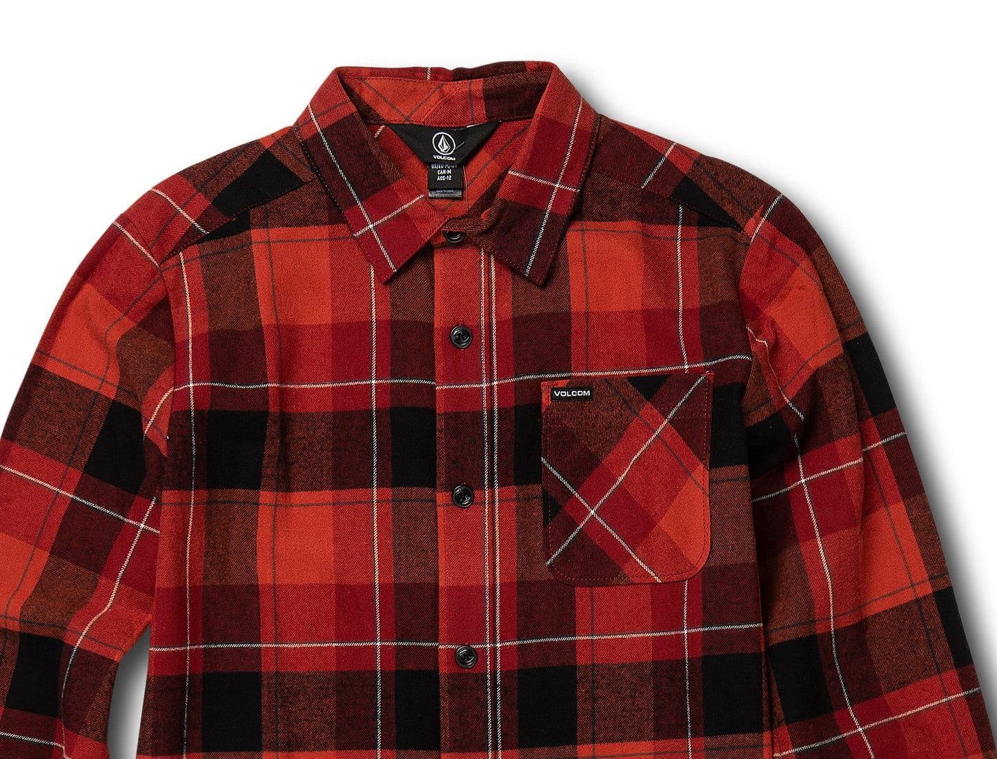 Volcom Big Boy's Cotton Modern Fit Flannel Plaid Shirt Brown Size 2XL