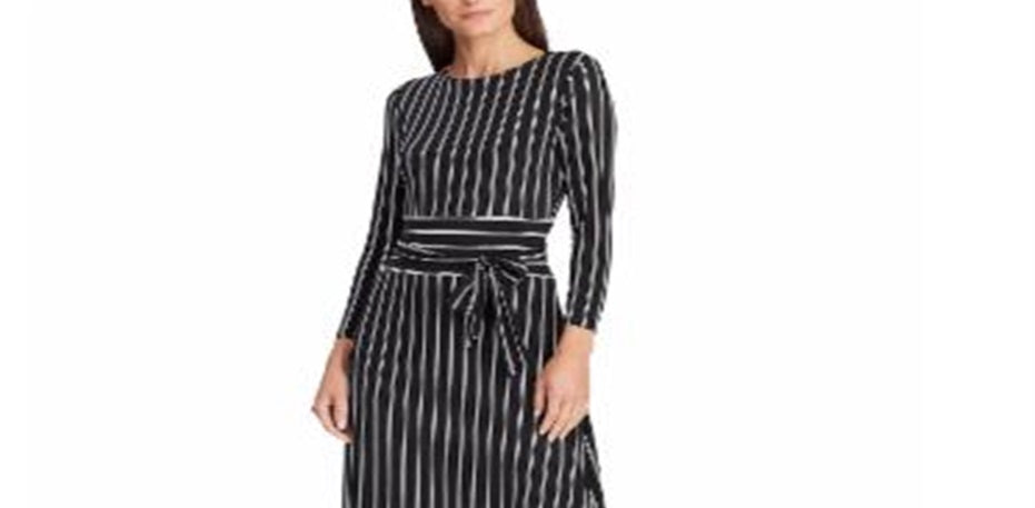Ralph Lauren Women's Striped Jersey Dress Black Size 6