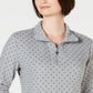 Karen Scott Women's Printed Zip Neck Top Gray Size Petite