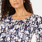 JM Collection Women's Printed T-Shirt Blue Size 2XL