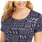 Karen Scott Women's Sailboat Print Top Blue Size Small