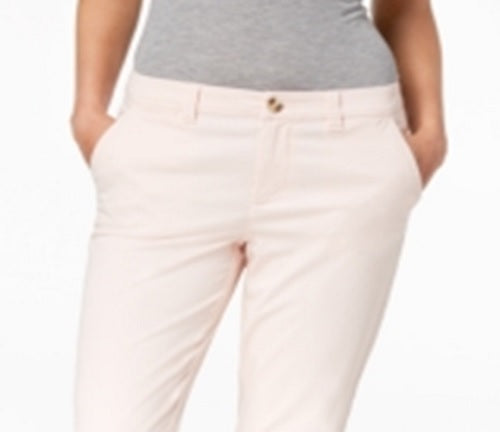Maison Jules Women's Pocketed Zippered Straight Leg Pants Pink Size 8