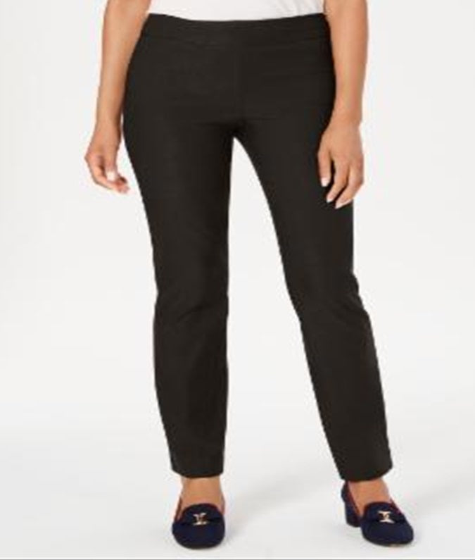 Charter Club Women's Cambridge Skinny Pull on Tummy Control Pants Brown Size 10