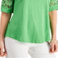 Charter Club Women's Cotton Lace-Trimmed Top Green Size Medium