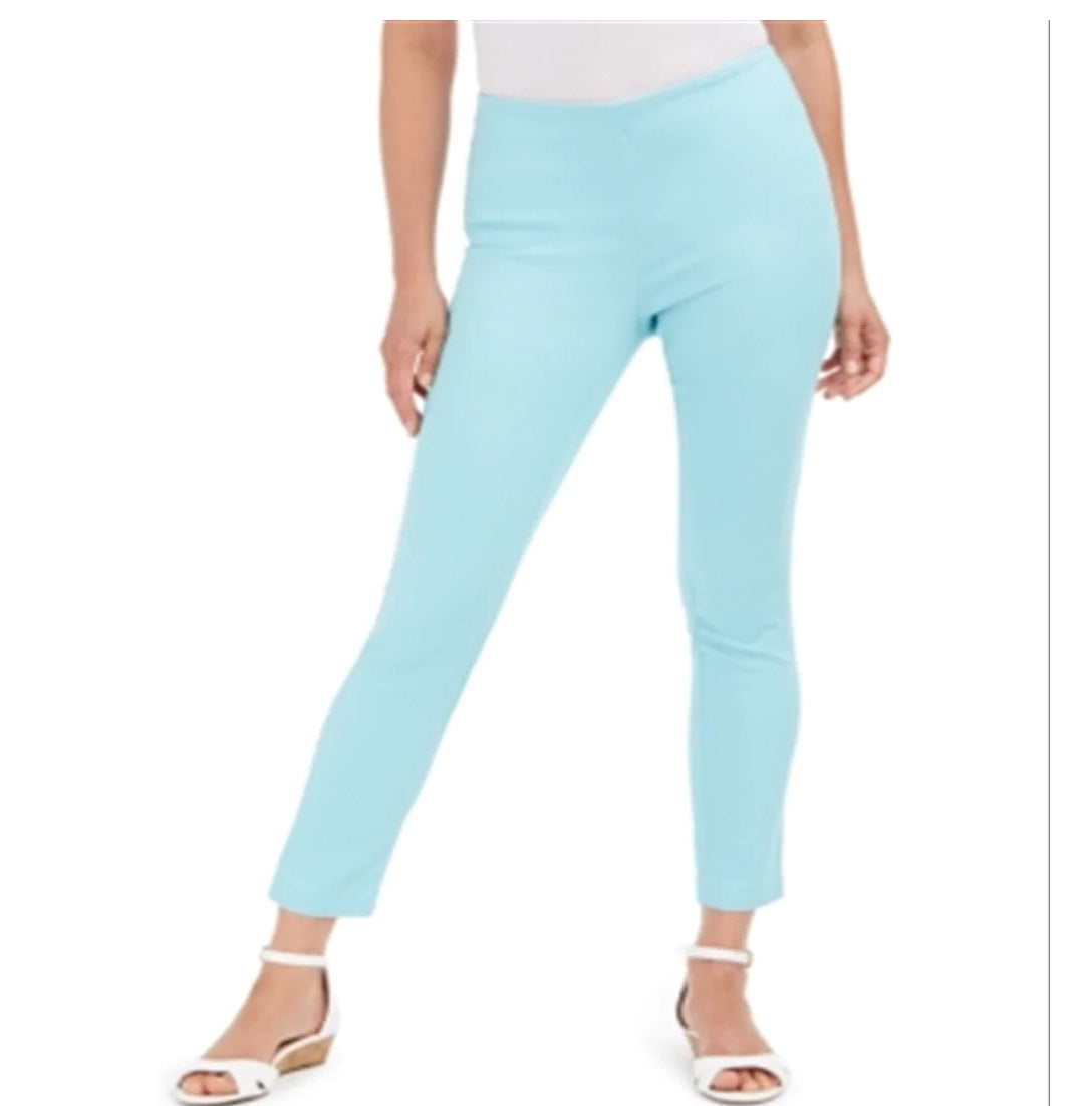 Charter Club Women's  Chelsea Twill Tummy-Control Cropped Pants  Blue Size 8