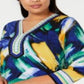 JM Collection Women's Embellished V Neck Tunic Top Blue Size 1X