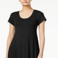 Style & Co Women's Short Sleeve a Line Dress Black Size XS